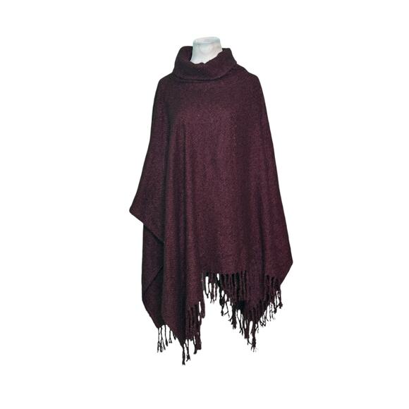 Vince Camuto burgundy turtle neck poncho One Size - Picture 6 of 14